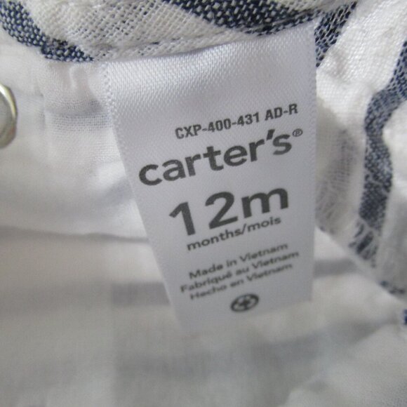 Carters Dress Girls Size 12M Pink Blue White Striped Short Sleeve Lined Pullover - Picture 3 of 5